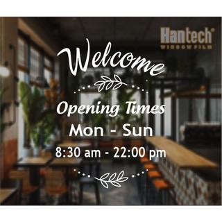 Decal giờ mở cửa-đóng cửa cho quán cafe cửa hàng, giấy dán kính opening hours