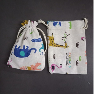Túi vải bố nhỏ linen họa tiết vintage size 10x14cm đựng hoa khô hoa thơm cà phê trang trí