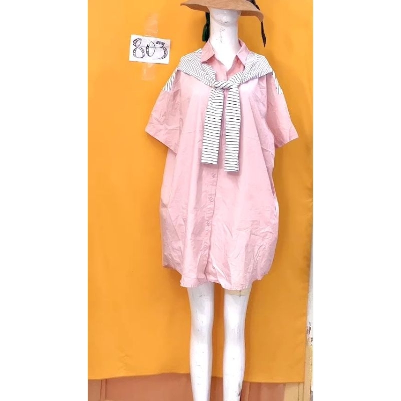 Đầm sơmi phối vạt Thun kẻ sọc. S803