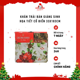 Khăn trải bàn in họa tiết 4 mẫu ubl xb3053 trang trí giáng sinh
