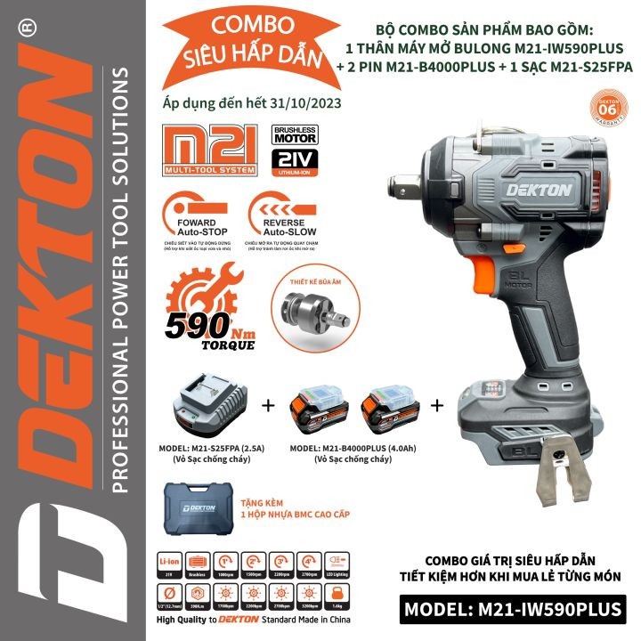 Máy Siết Bulong Dùng Pin Dekton M21-IW590 PLUS