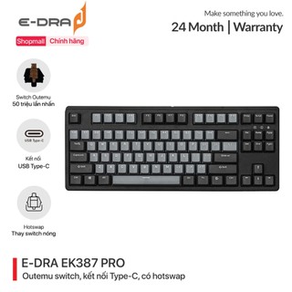 Bàn phím gaming, bàn phím máy tính cơ chơi game không dây E-Dra EK387 Pro Blue / Brown / Red Switch - Hàng chính hãng