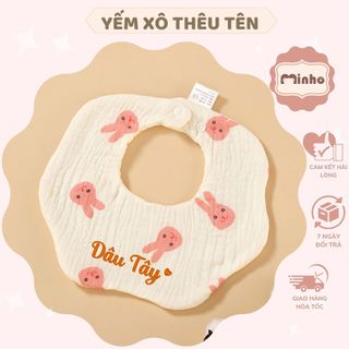 Yếm xô hoa THÊU TÊN bé theo yêu cầu siêu xinh