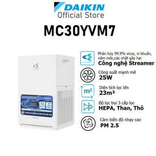 Máy Lọc không khí Daikin MC30YVM7 - Công nghệ Streamer, Diệt khuẩn bụi mịn PM2.5, Khử mùi, Diện tích 23m2