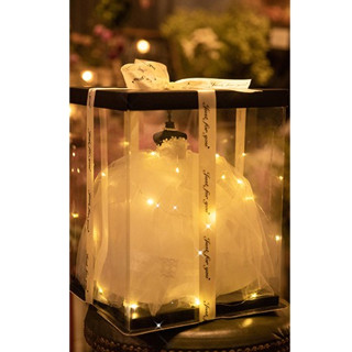 Mô hình váy cưới mini siêu xinh nhiều mẫu váy hoa váy voan có hộp, đèn trưng bày hoặc quà tặng rất sang trọng