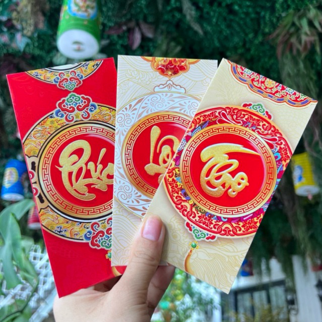 SỈ 100 Bao Lì Xì Phúc Lộc Thọ Cao Cấp Sang Trọng Chất Dày Cứng Cáp loại To 8*16cm