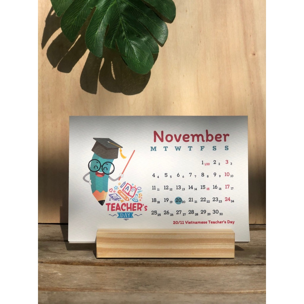 Lịch để bàn đế gỗ 2024 - shop Gỗ Xinh