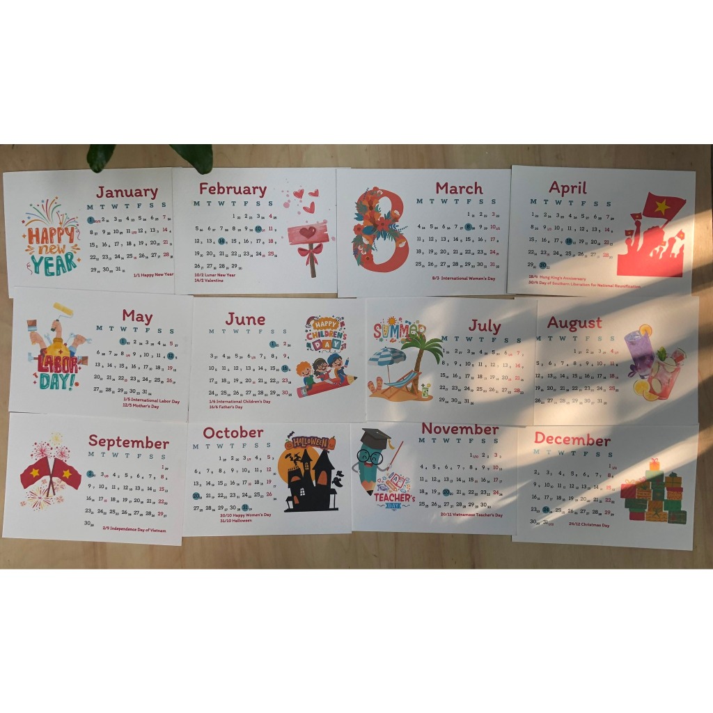 Lịch để bàn đế gỗ 2024 - shop Gỗ Xinh