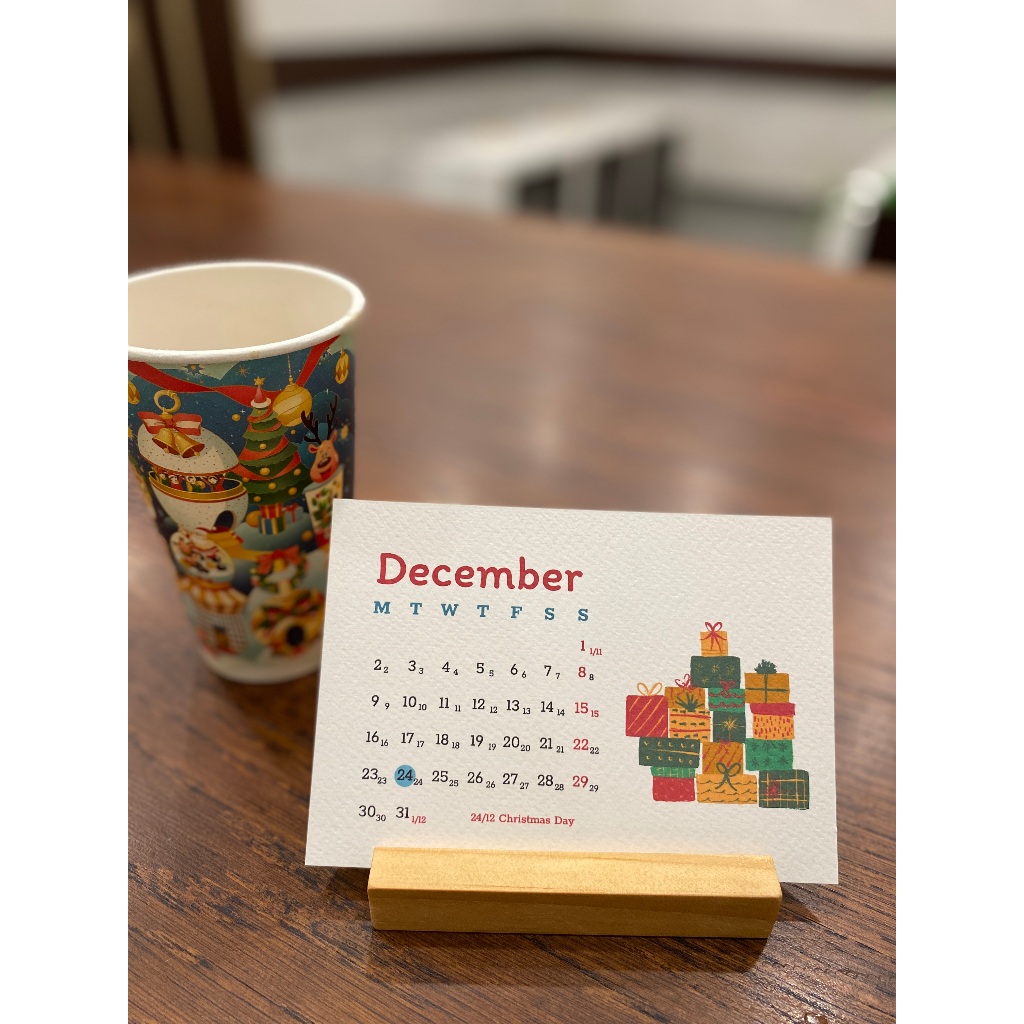 Lịch để bàn đế gỗ 2024 - shop Gỗ Xinh