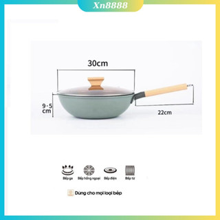Chảo chống dính sâu lòng có nắp 30cm siêu đẹp dùng cho mọi loại bếp, bảo hành 12 tháng