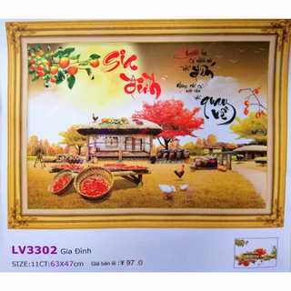 Tranh thêu chữ thập Gia đình (chưa thêu) LV3302