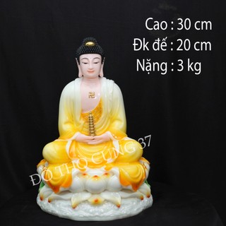 Tượng phật dược sư ngồi đài sen - áo vàng
