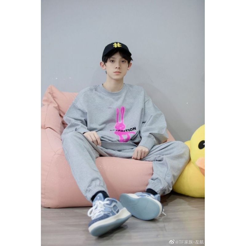 Áo sweater nỉ mùa thu đông màu xám APPARITION thỏ hồng tai dài giống Tả Hàng TF Gia Tộc