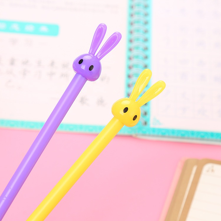 Bút bi cute hình thỏ, bút bi nước mực gel đen ngòi 0.5mm nhiều màu dễ thương đồ dùng học tập văn phòng phẩm