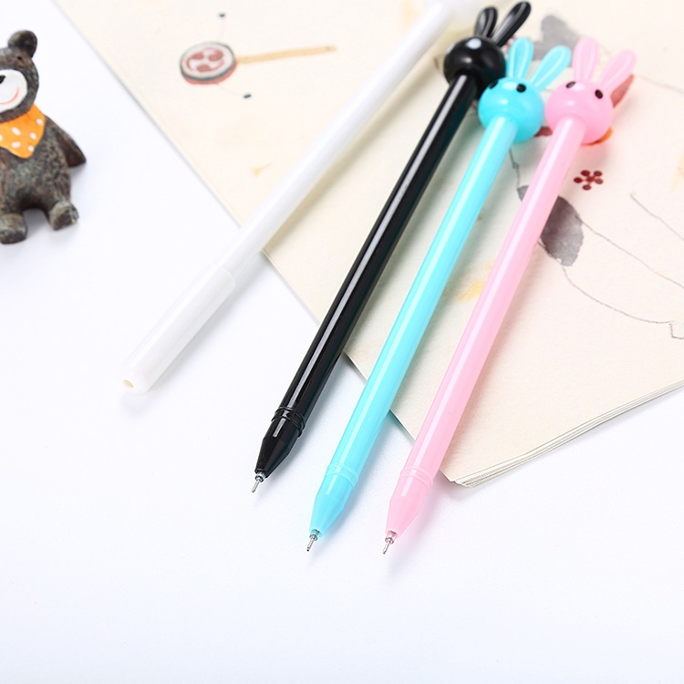 Bút bi cute hình thỏ, bút bi nước mực gel đen ngòi 0.5mm nhiều màu dễ thương đồ dùng học tập văn phòng phẩm