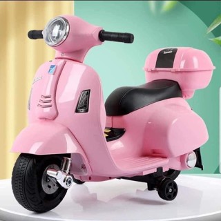 Xe máy điện Vespa dùng cho trẻ từ 2 đến 5 tuổi có chân ga có đèn có nhạc phát sáng sinh động T