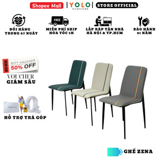Ghế Ăn Bọc Da Pu YoLo Zena, Chân Sắt. Nhập Khẩu Cao Cấp Hiện Đại, Phù Hợp Căn Hộ Chung Cư Gia Đình