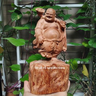 Tượng phật di lặc vác bị vàng gỗ ngọc am thơm