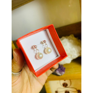 Bông tai bạc trai nuôi nước ngọt tự nhiên 8li