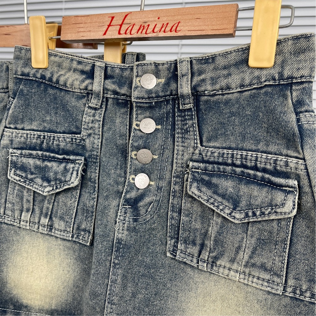 Chân Váy Jeans Ngắn, Váy Jean Túi Trước Hàng Công Ty Xuất Khẩu