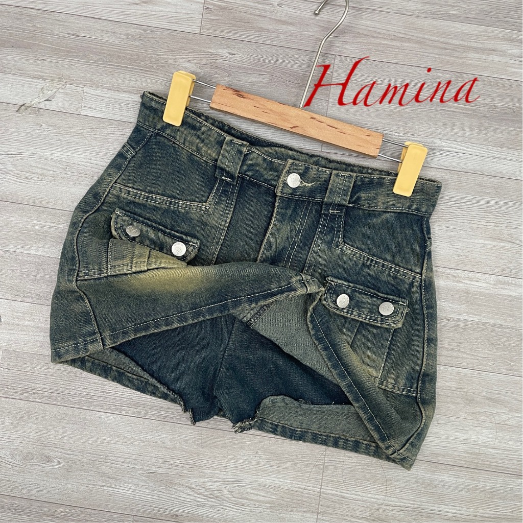 Chân Váy Jeans Ngắn, Váy Jean Túi Trước Hàng Công Ty Xuất Khẩu