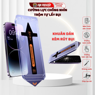 Kính Cường Lực ip tự hút bụi trong/chống nhìn trộm có kèm khung tự dán ,bảo vệ màng loa thế hệ mới,11 12 13 14 15 Promax