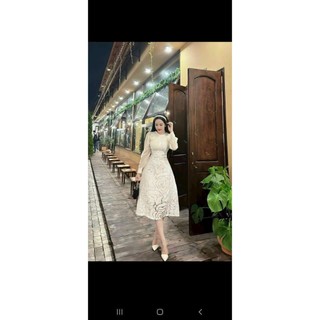 ĐẦM MIDI DÁNG XÒE PHÙ HỢP MẶC ĐI DỰ TIỆC LỊCH SỰ SANG TRỌNG, VÁY NỮ TAY DÀI CHẤT GẤM HOA CÓ 3M SIEEU TRẺ TRUNG XINH ĐẸP