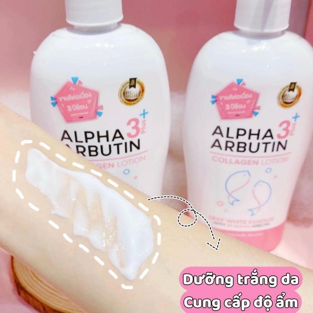 Combo Sữa Dưỡng Thể + Kích Trắng Alpha Arbutin Collagen Lotion 3+ Plus Dưỡng Trắng Mềm Mịn Đàn Hồi Chính Hãng Thái Lan
