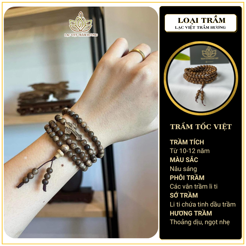 Vòng Tay Trầm Hương Tốc Mix Thánh Giá - Vòng tay Công Giáo - Lạc Việt Trầm Hương