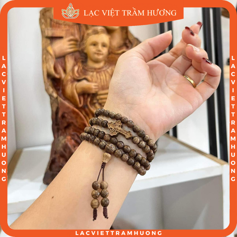 Vòng Tay Trầm Hương Tốc Mix Thánh Giá - Vòng tay Công Giáo - Lạc Việt Trầm Hương