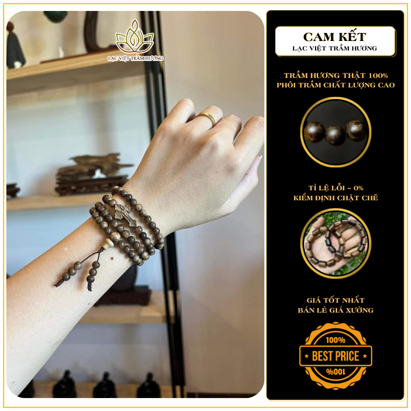 Vòng Tay Trầm Hương Tốc Mix Thánh Giá - Vòng tay Công Giáo - Lạc Việt Trầm Hương