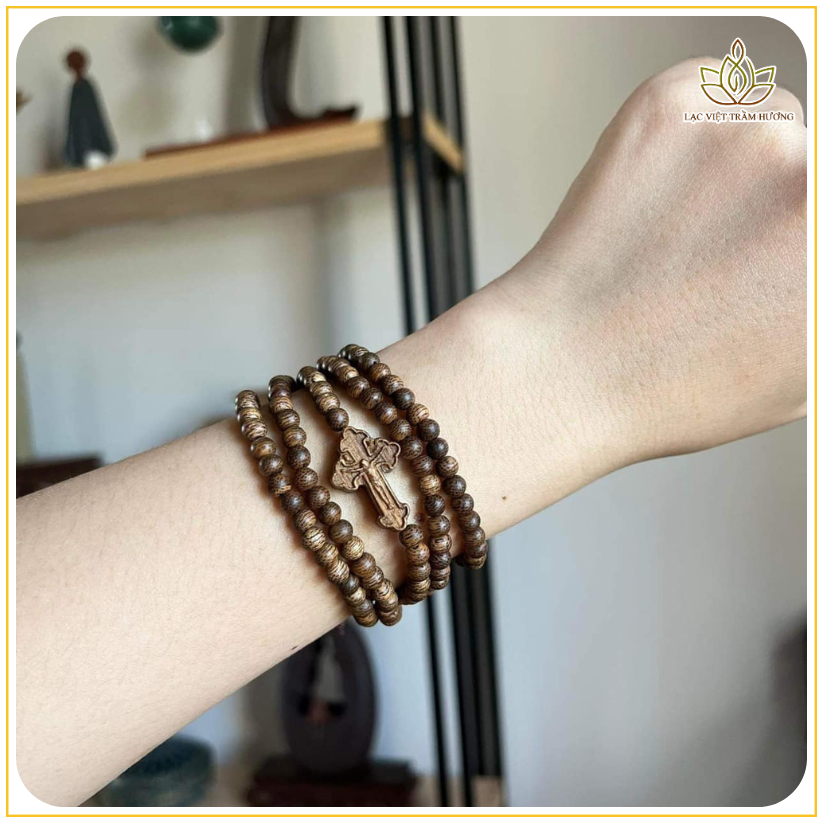 Vòng Tay Trầm Hương Tốc Mix Thánh Giá - Vòng tay Công Giáo - Lạc Việt Trầm Hương