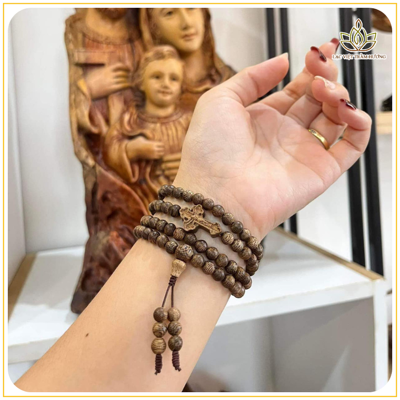 Vòng Tay Trầm Hương Tốc Mix Thánh Giá - Vòng tay Công Giáo - Lạc Việt Trầm Hương