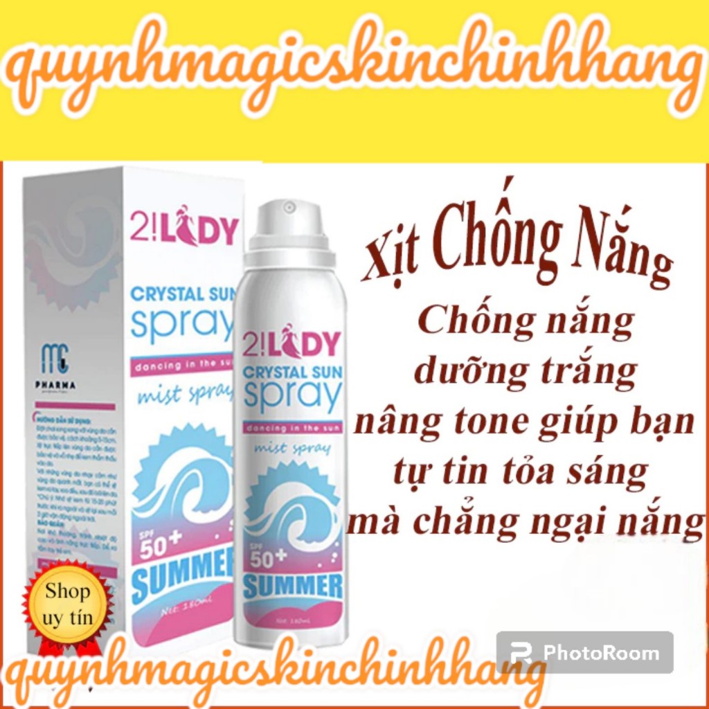 XỊT CHỐNG NẮNG ,Xịt chống nắng 2LADY 180ML - MAGIC SKIN [CHÍNH HÃNG]