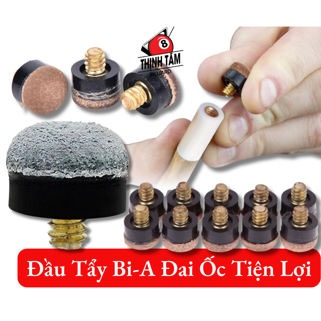 [THỊNH TÂM] Đầu Cơ - Đầu Tẩy Bida Đầu Tẩy Vít Ốc Da Bò Tiện Lợi Dành cho CLB Bi-A 11- 12- 13MM [ 1 ĐẦU CƠ ĐAI ỐC ]