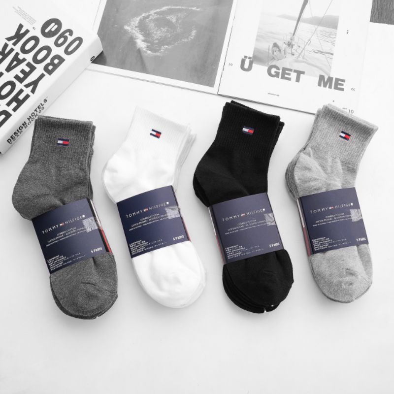 combo 5 đôi tất nam Tommy Hilfiger cổ cao hàng đẹp