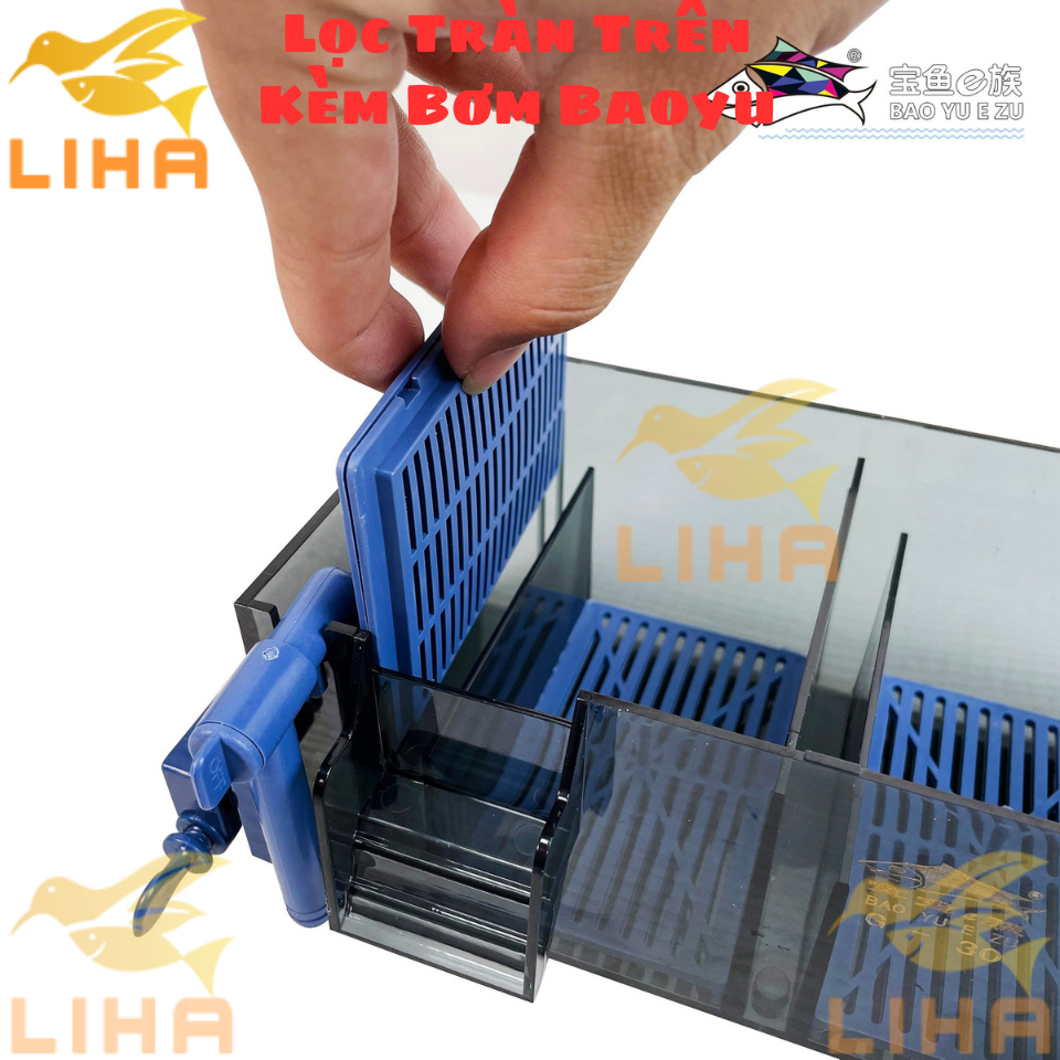 Lọc Tràn Trên Kèm Bơm Baoyu G-30 G-50 G-60 - Lọc Treo Kẹp Thành Bể Cá