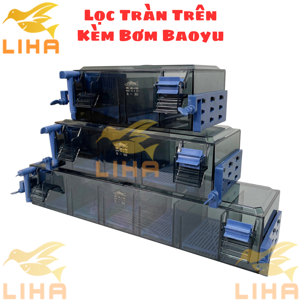 Lọc Tràn Trên Kèm Bơm Baoyu G-30 G-50 G-60 - Lọc Treo Kẹp Thành Bể Cá