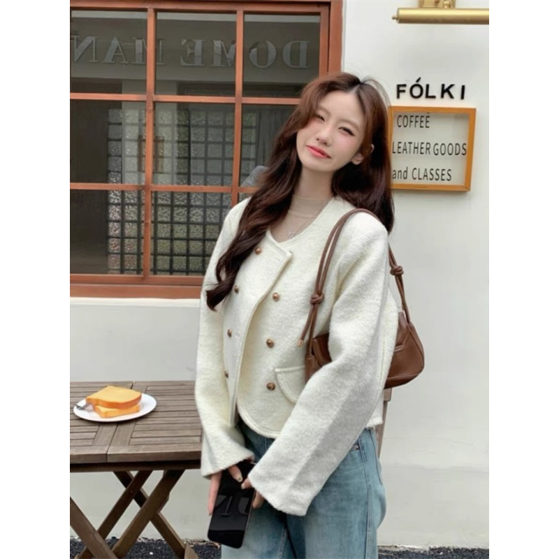 Áo dạ croptop hàn