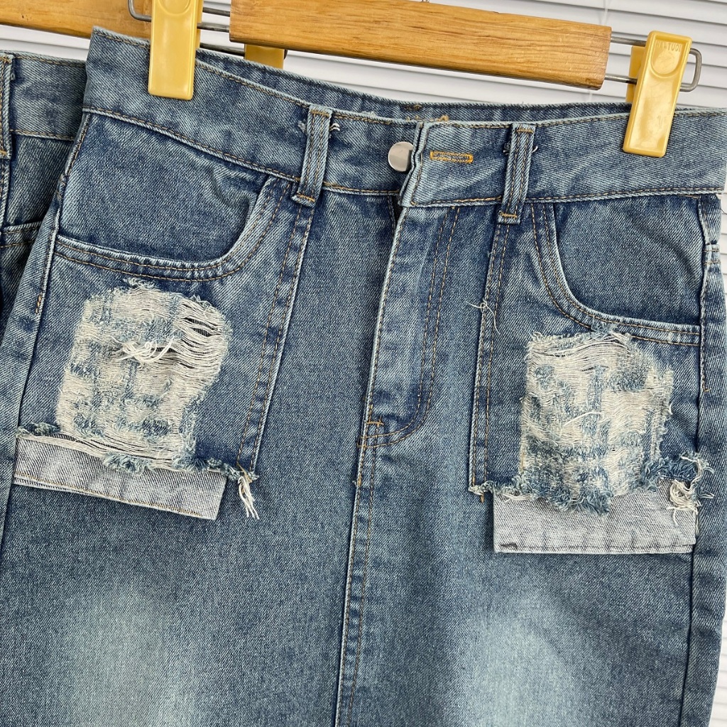 Chân Váy Jeans Dáng Dài Hamina, Váy Jean Mùa Đông Hàng Xuất Khẩu