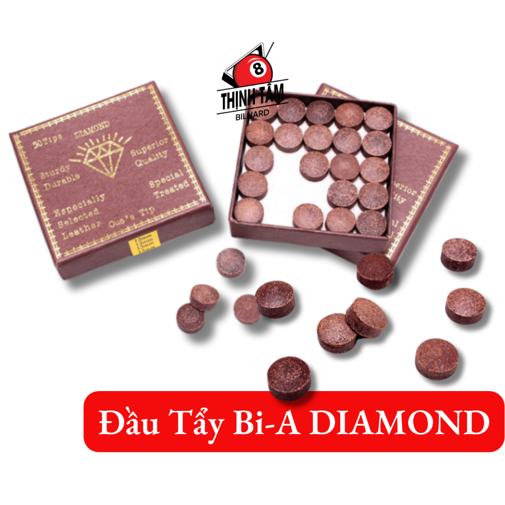 [THỊNH TÂM] Đầu Cơ Bida Kim Cương, Đầu Tẩy Bi-A Da Bò Diamond 11mm 12mm 13mm [ ĐẦU CƠ DIAMOND ]