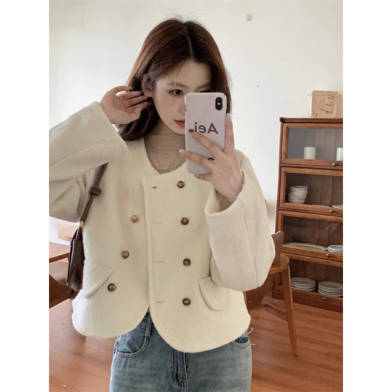 Áo dạ croptop hàn