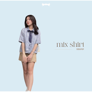 SODA POP - Mix Shirt - Áo sơ mi phối nơ