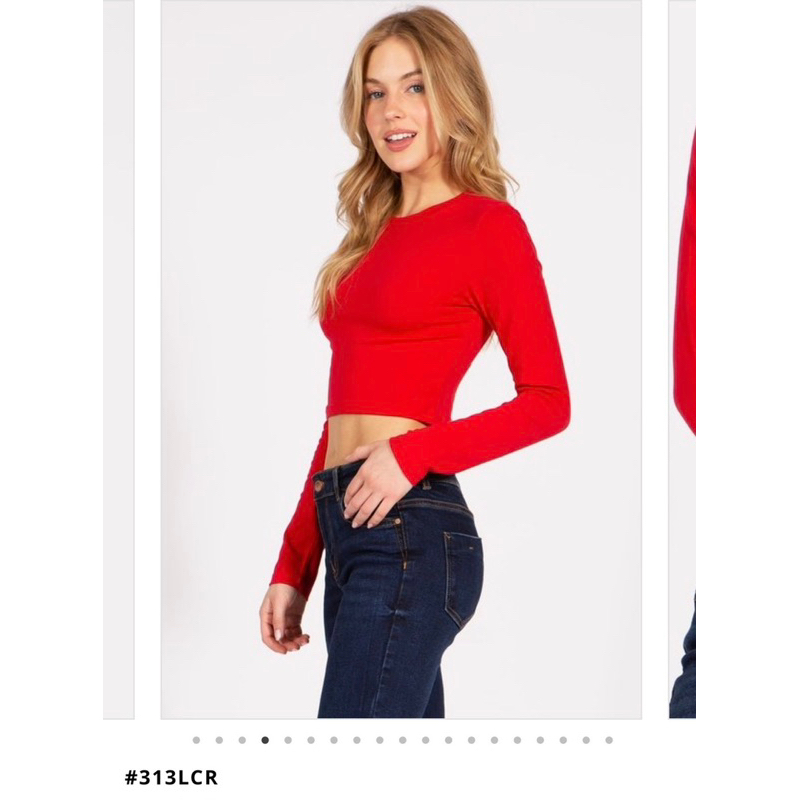Áo croptop thun cotton tay dài  - Thanh lý vnxk