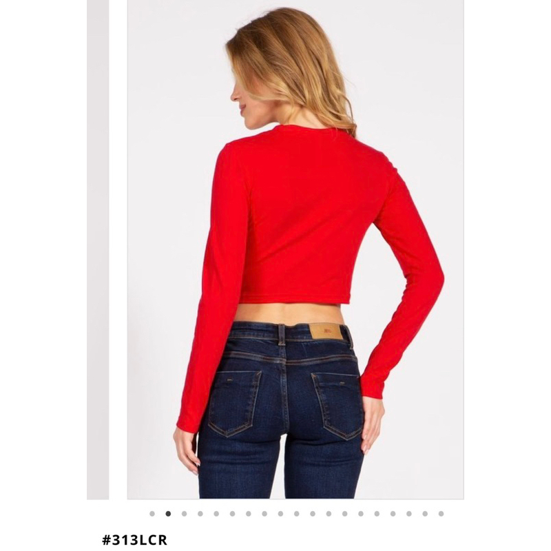 Áo croptop thun cotton tay dài  - Thanh lý vnxk