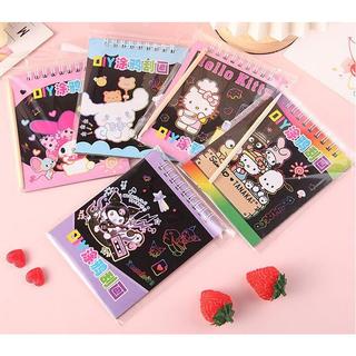 Sổ tranh cạo 5 trang hoạt hình Sanrio - phối ngẫu nhiên các kiểu dáng nhân vật (Size 13*10.5 cm)