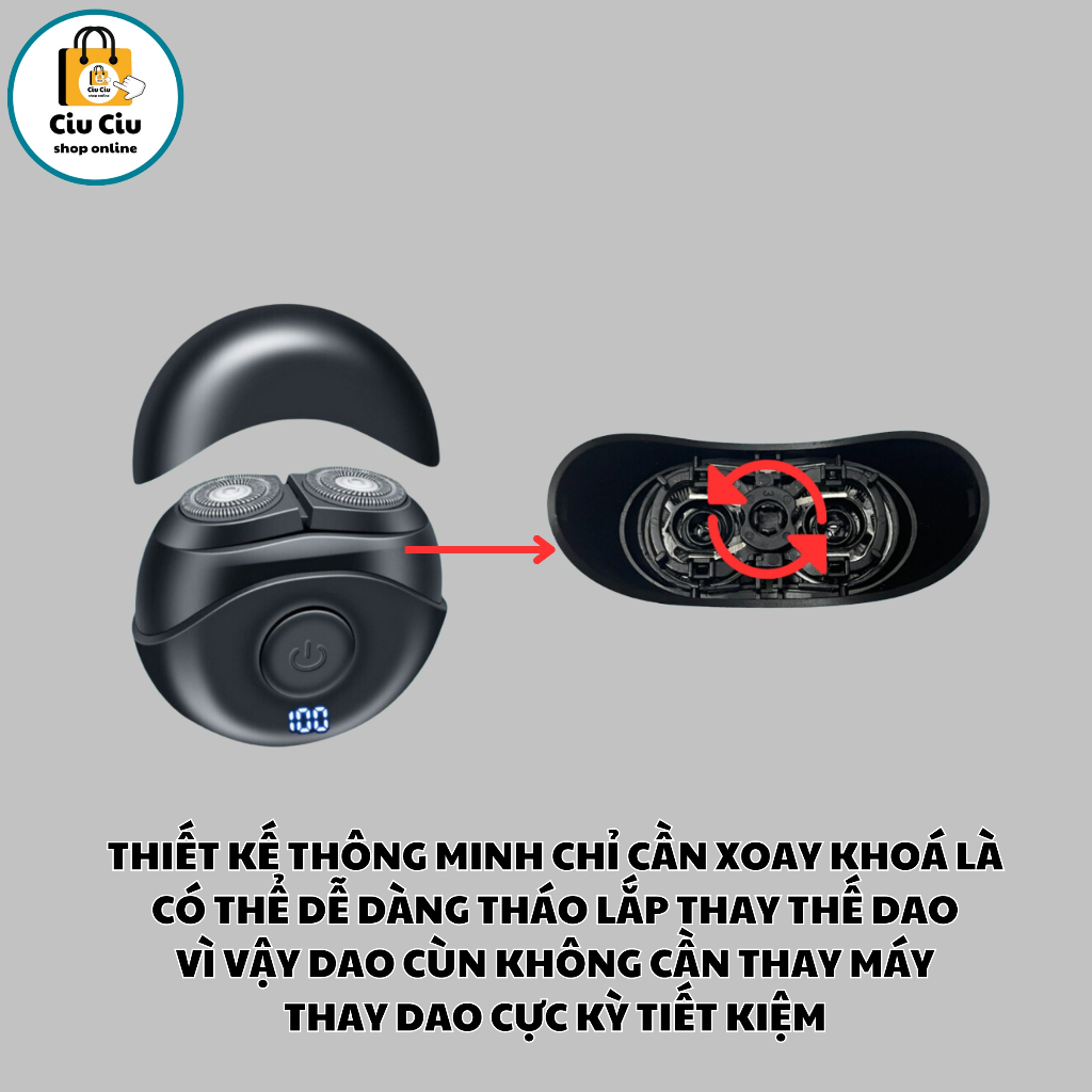 Máy cạo râu CiuCiu T01 chống nước ipx7, công xuất 5w, sạc nhanh type-C, pin trâu dùng 30 ngày, máy cạo râu mini nhỏ gọn