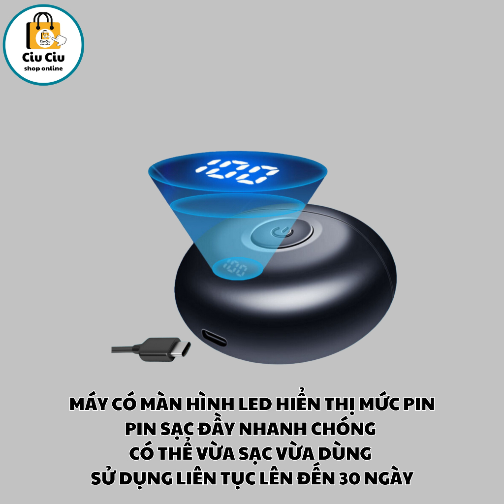 Máy cạo râu CiuCiu T01 chống nước ipx7, công xuất 5w, sạc nhanh type-C, pin trâu dùng 30 ngày, máy cạo râu mini nhỏ gọn
