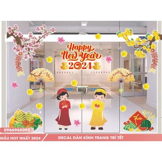 Combo decal trang trí tết 2024- trang trí nhà cửa, dán kính dán tường - decal tết 2024- size lớn 70x100