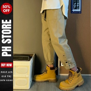 Quần baggy nam, quần baggy kaki phối cúc bấm sắn gấu form rộng phong cách PH shop